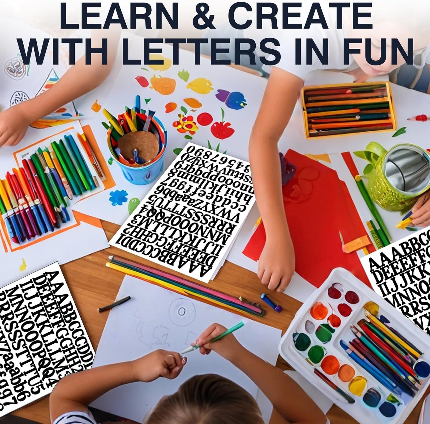 1210 Pieces 10 Sheets Letter Stickers Self-Adhesive Vinyl (Black) 7.3 x 10.2 x 0.3 inches