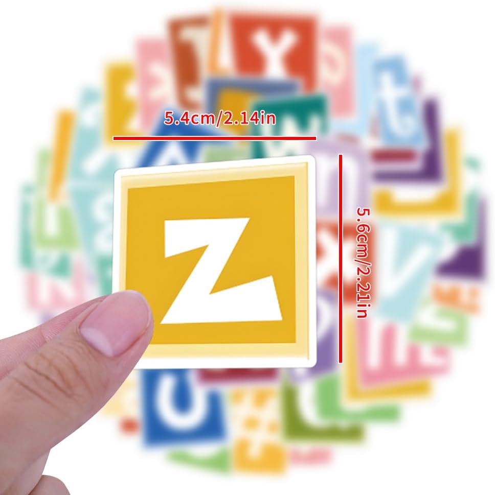 100Pcs Alphabet Stickers Pack, Graffiti Letter Decals 1.5-2inch (Multi Color)