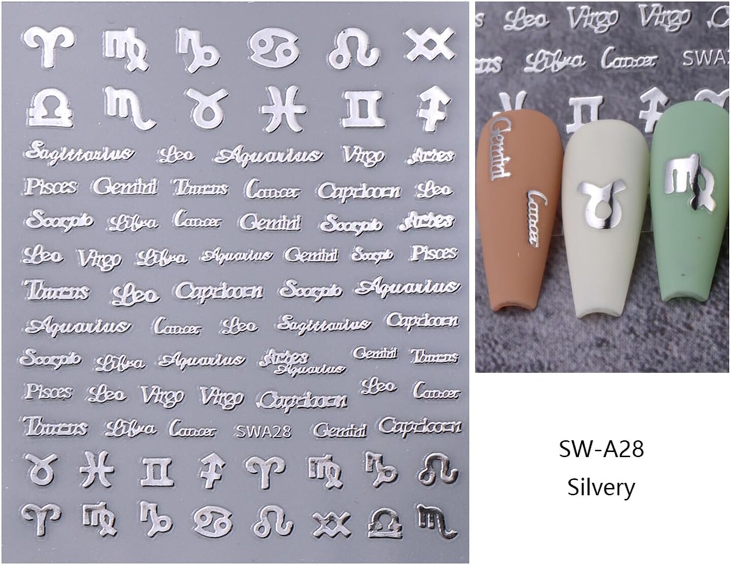 6 Sheets Letter Nail Art Stickers Decals
