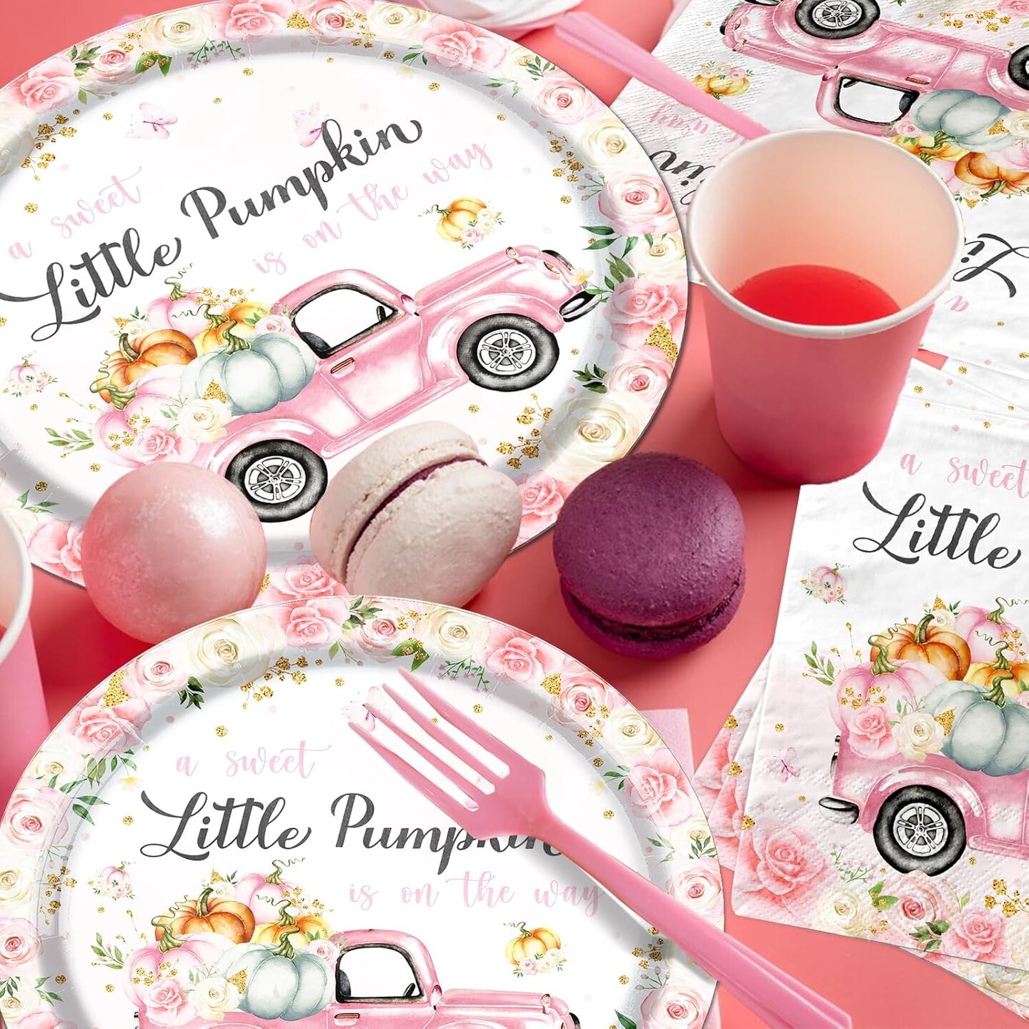 Little Pumpkin Paper Plates and Napkin Pumpkin Baby Shower Party Decorations