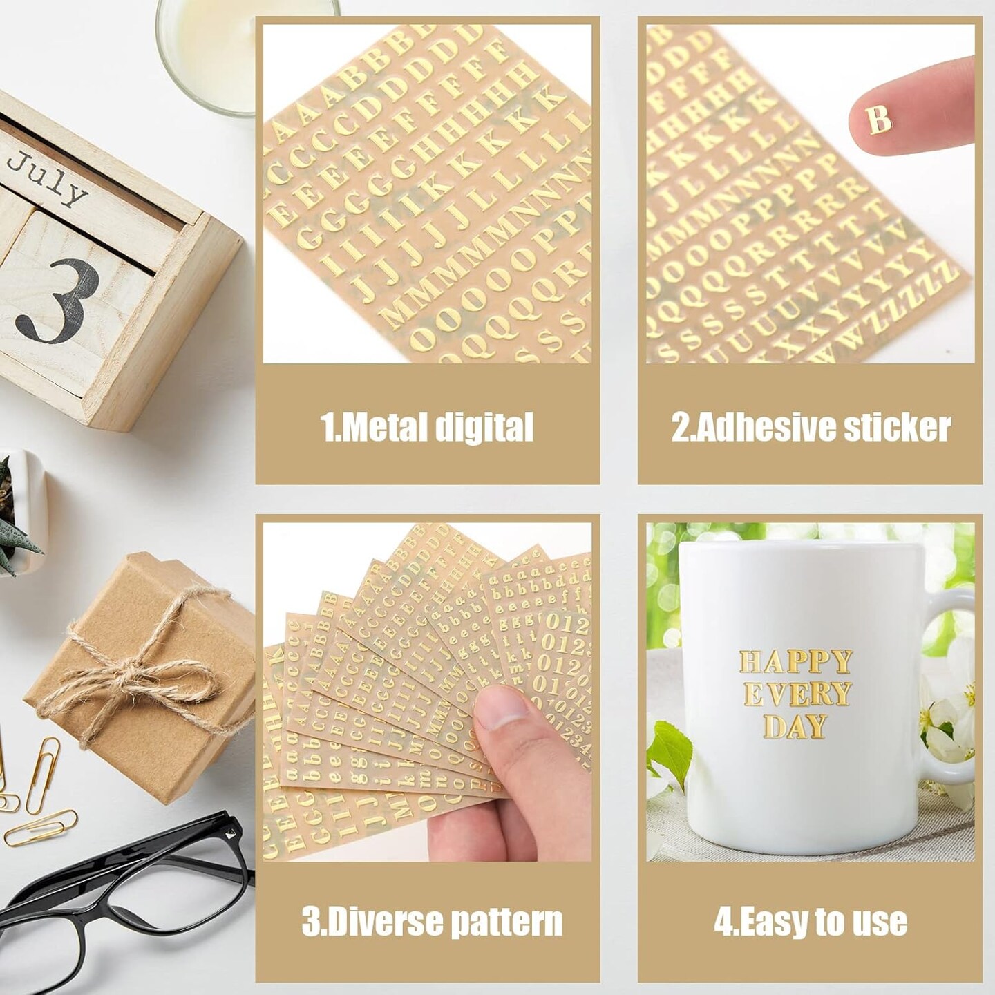 18 Sheets Small Letter Stickers Mini Alphabet Number Stickers