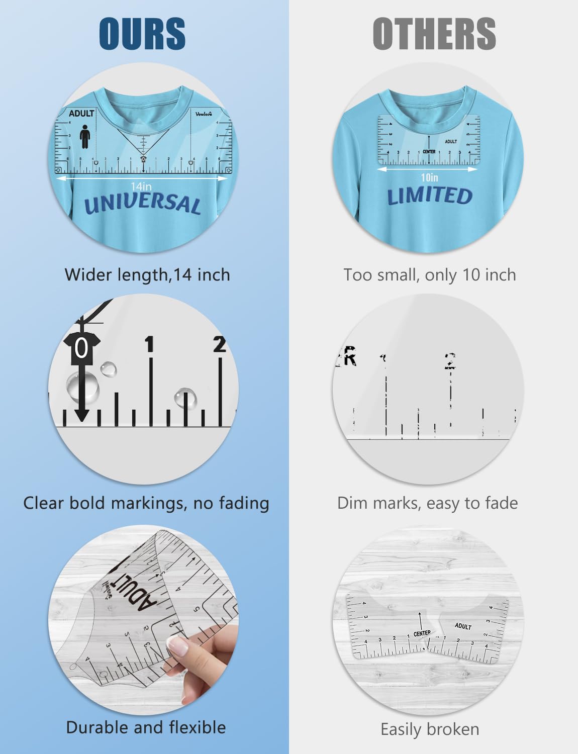 Tshirt Ruler Guide Vinyl Alignment, Shirt Measurement Tool Placement Center Desgins