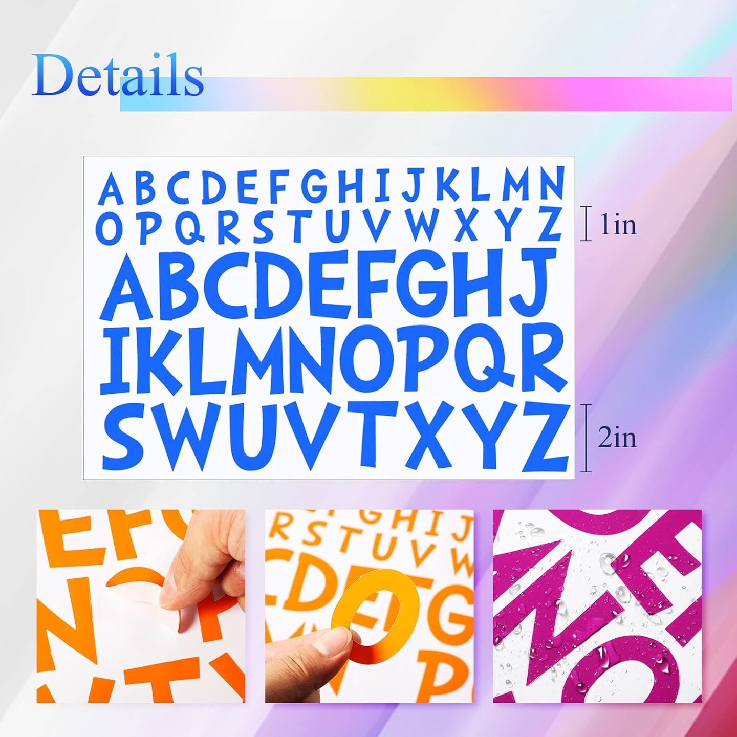 8 Sheets Letter Stickers Stick on Vinyl Letters Self Adhesive Letters Poster Board (1 Inch, 2 Inch,Colorful)