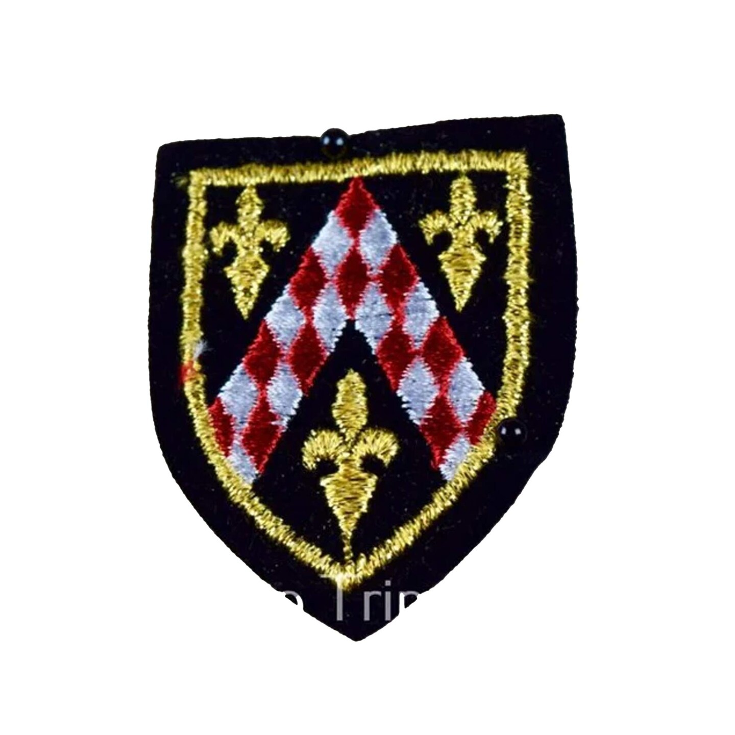 2&#x22; x 2.75&#x22; Black Gold Red White Edgy Velvet Embroidered Crest Patch