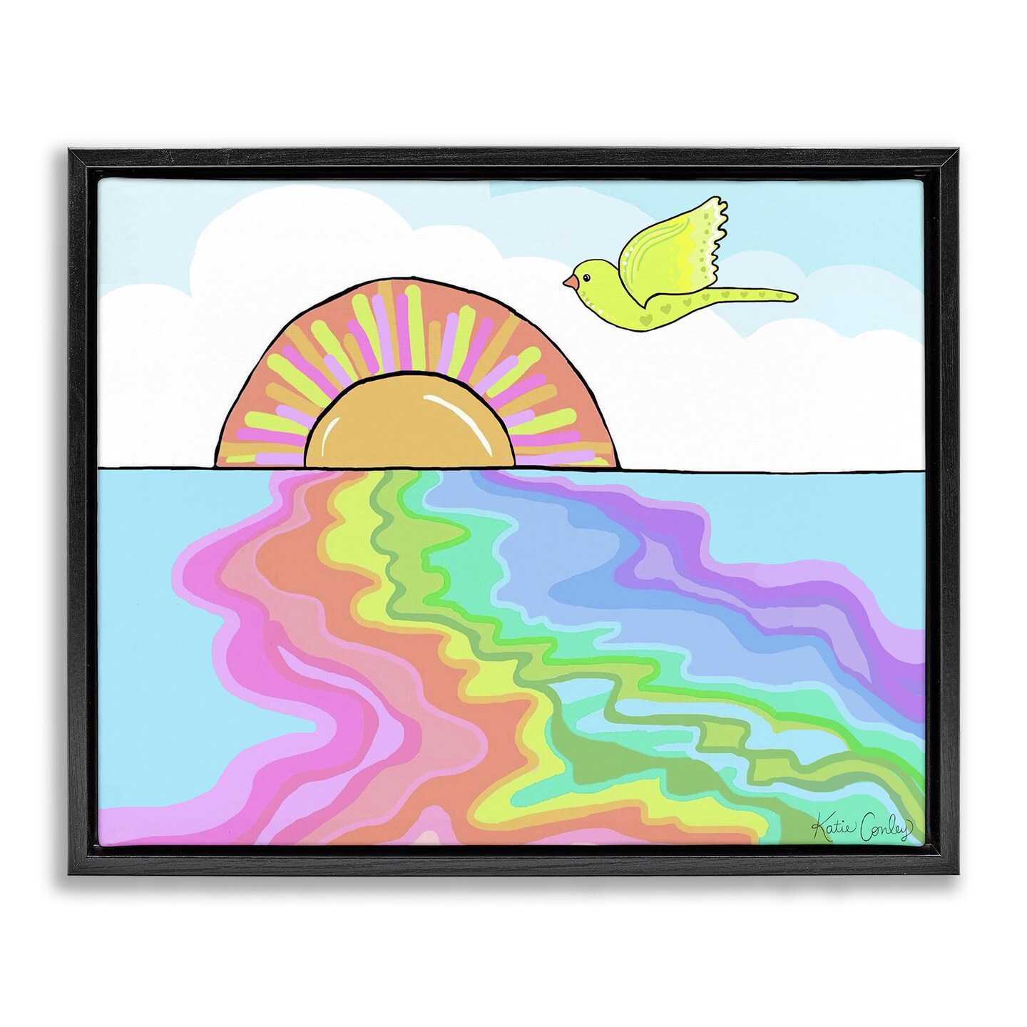Stupell Industries Swirling Rainbow Sea Reflection Floating Frame