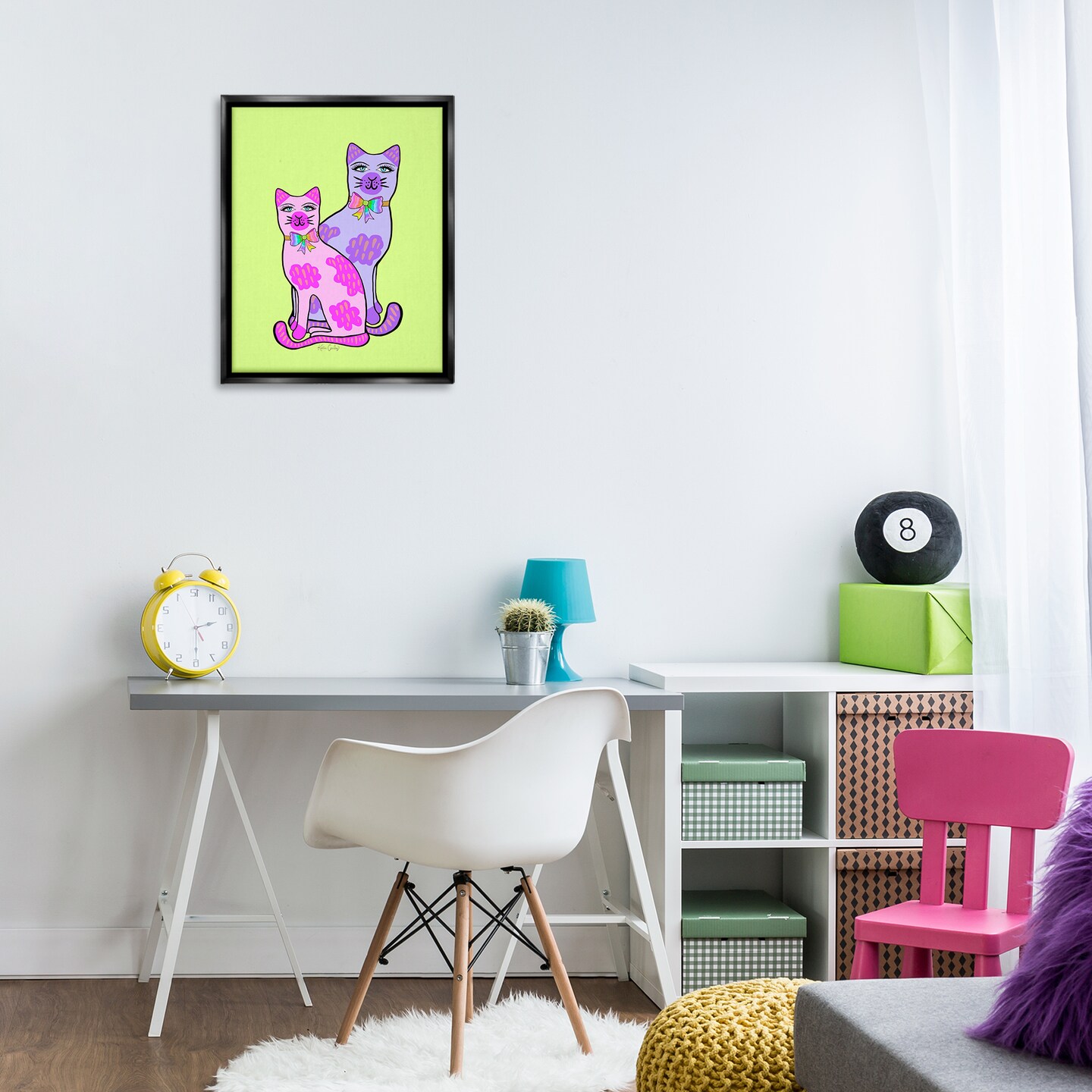 Stupell Industries Funky Bright Cats Floating Frame Design by Katie Conley