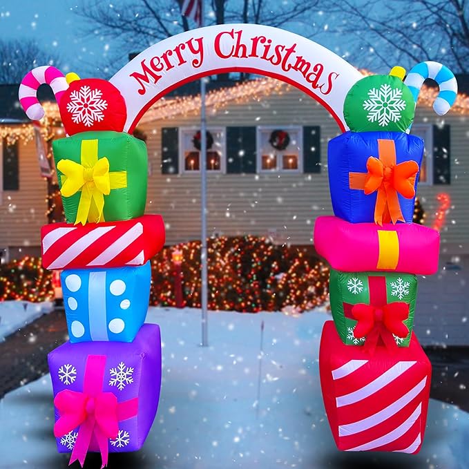 Boxes Arch Archway with Candy Merry Christmas Decoration Blow Up LED Lighted for Xmas Lawn Yard Garden Home Indoor Outdoor
