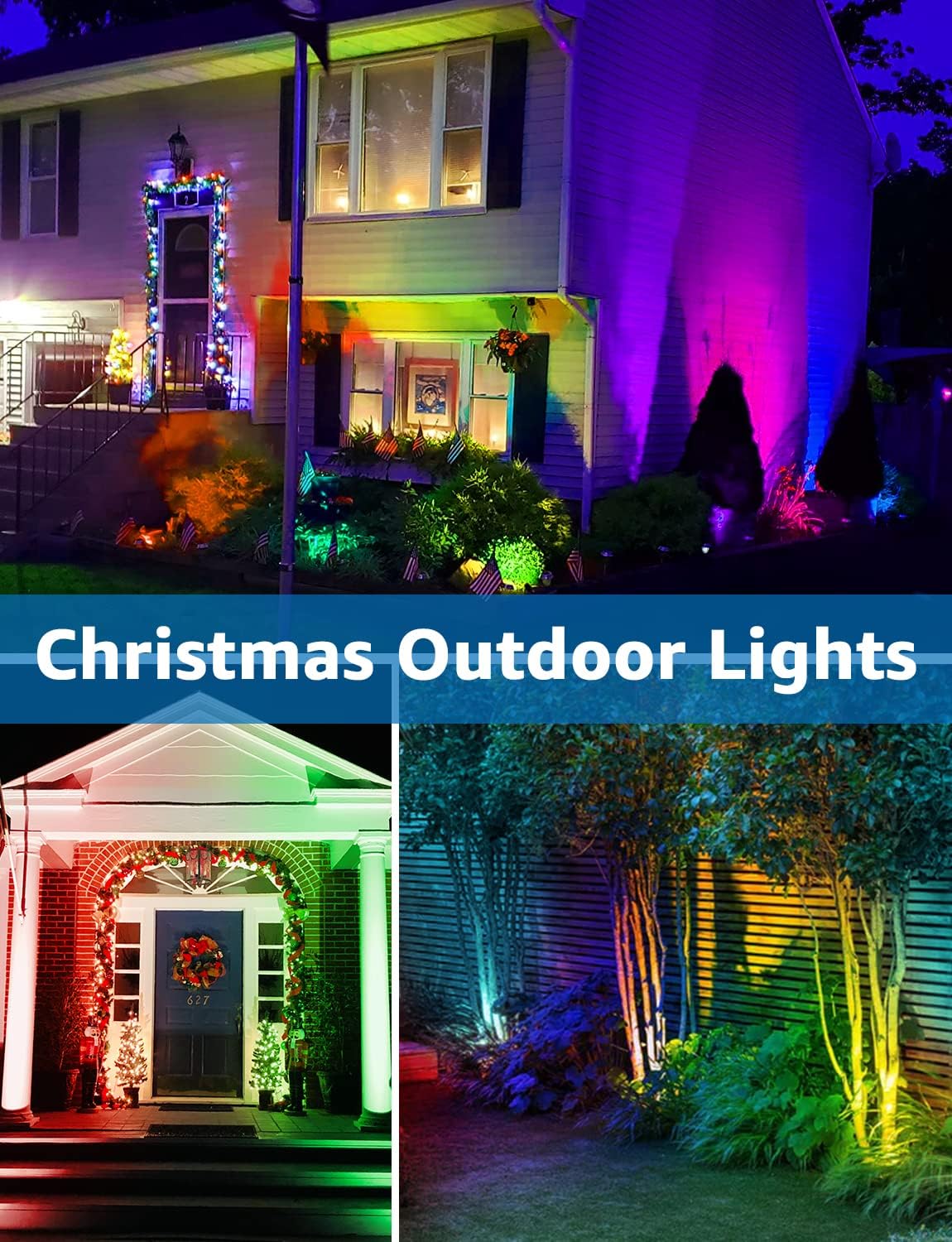 12W RGB Color Changing Landscape Lights Low Voltage LED Landscape Lighting Remote Control Spotlight Waterproof Garden Pathway Christmas Decorative Lights Outdoor Indoor, 8 Pack with Connector