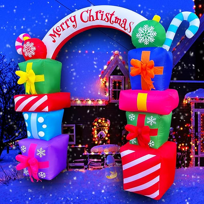 Boxes Arch Archway with Candy Merry Christmas Decoration Blow Up LED Lighted for Xmas Lawn Yard Garden Home Indoor Outdoor