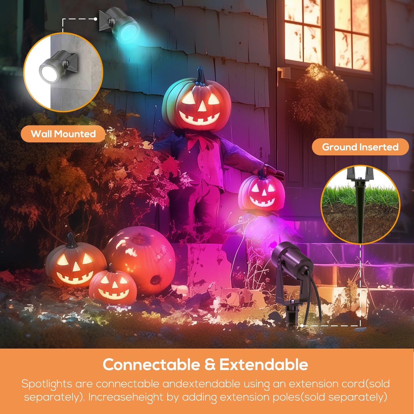 Outdoor Landscape Lighting with Remote, RGBW Color Changing Spot Uplights,10 Pack