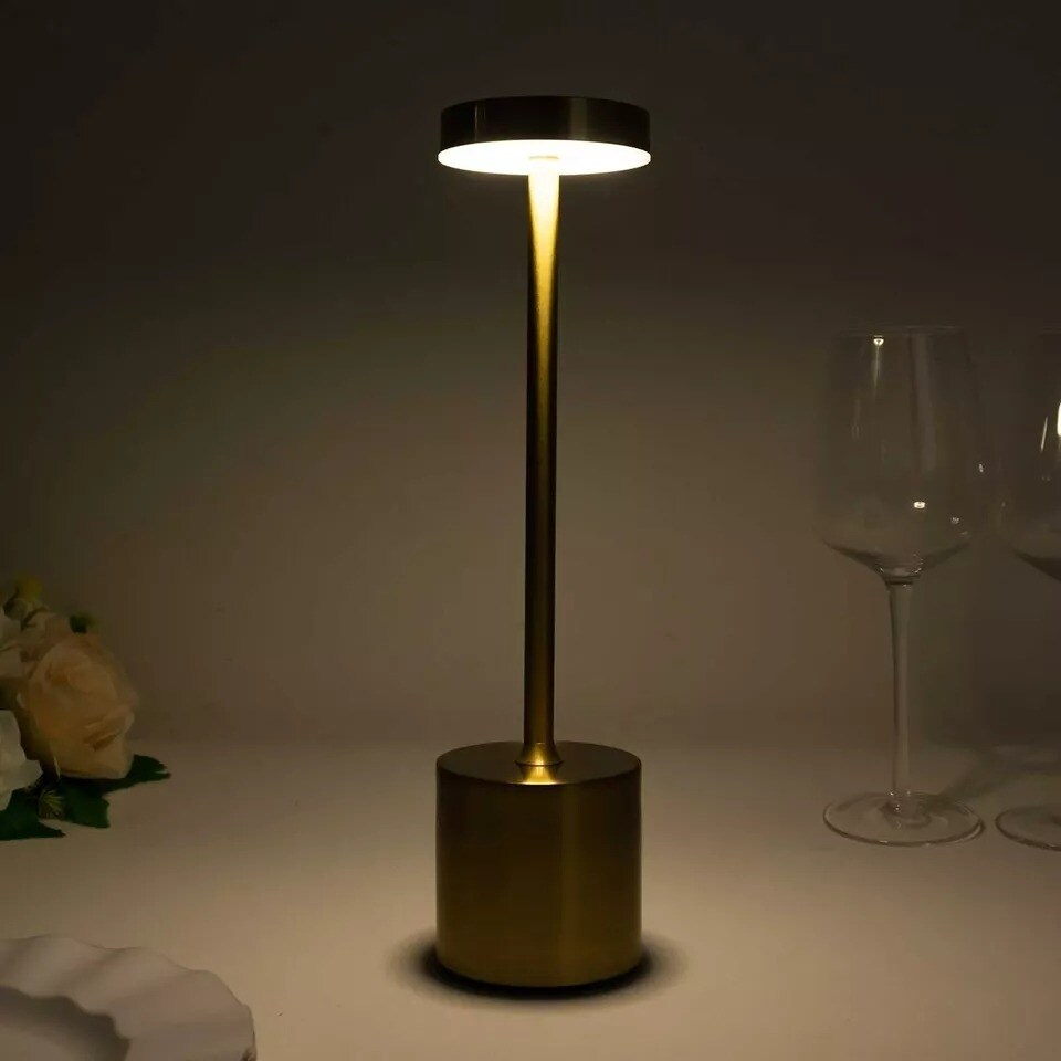 Gold Metal Rechargeable Cordless Table Lamp with Touch Control Decorations