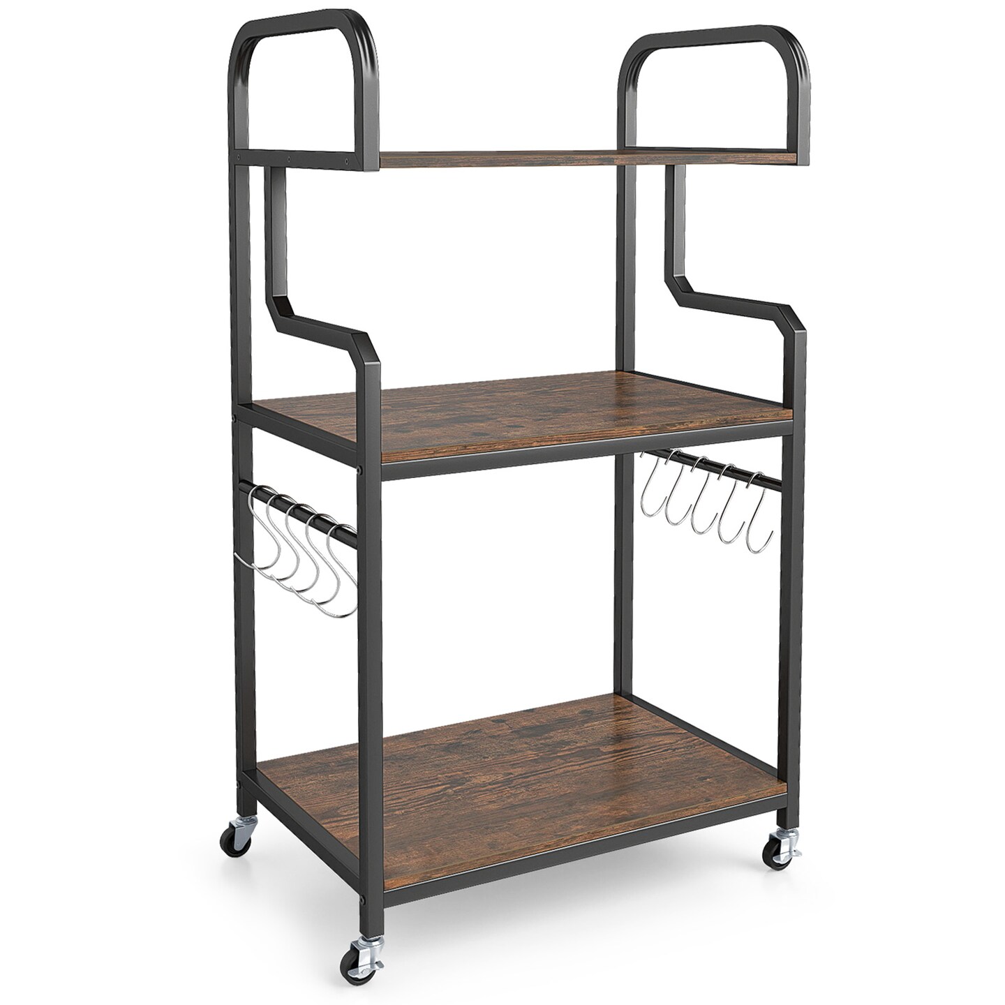 Home Office Rolling Printer Stand 3-Tier with Storage Shelves