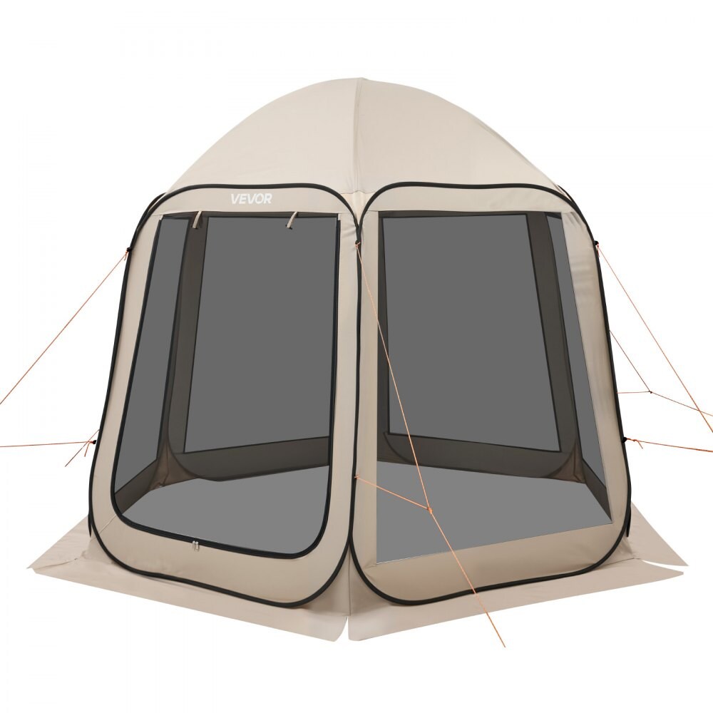 Beige 300D Oxford Pop Up Screen Tent 4–8 Person Instant Canopy
