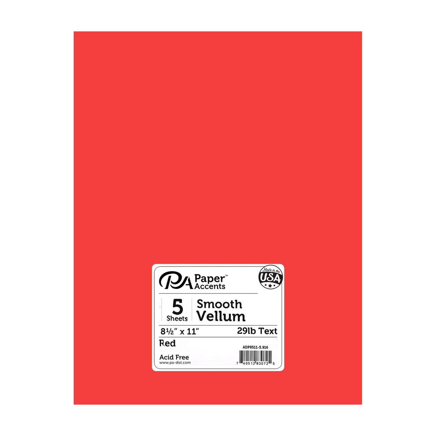 Accent Design Paper Accents Tracing Vellum 8.5x11 29lb Red 5pc - Translucent Vellum Sheets, Tracing Paper for Drawing, Art Projects, Crafts, Scrapbooking, Cardmaking
