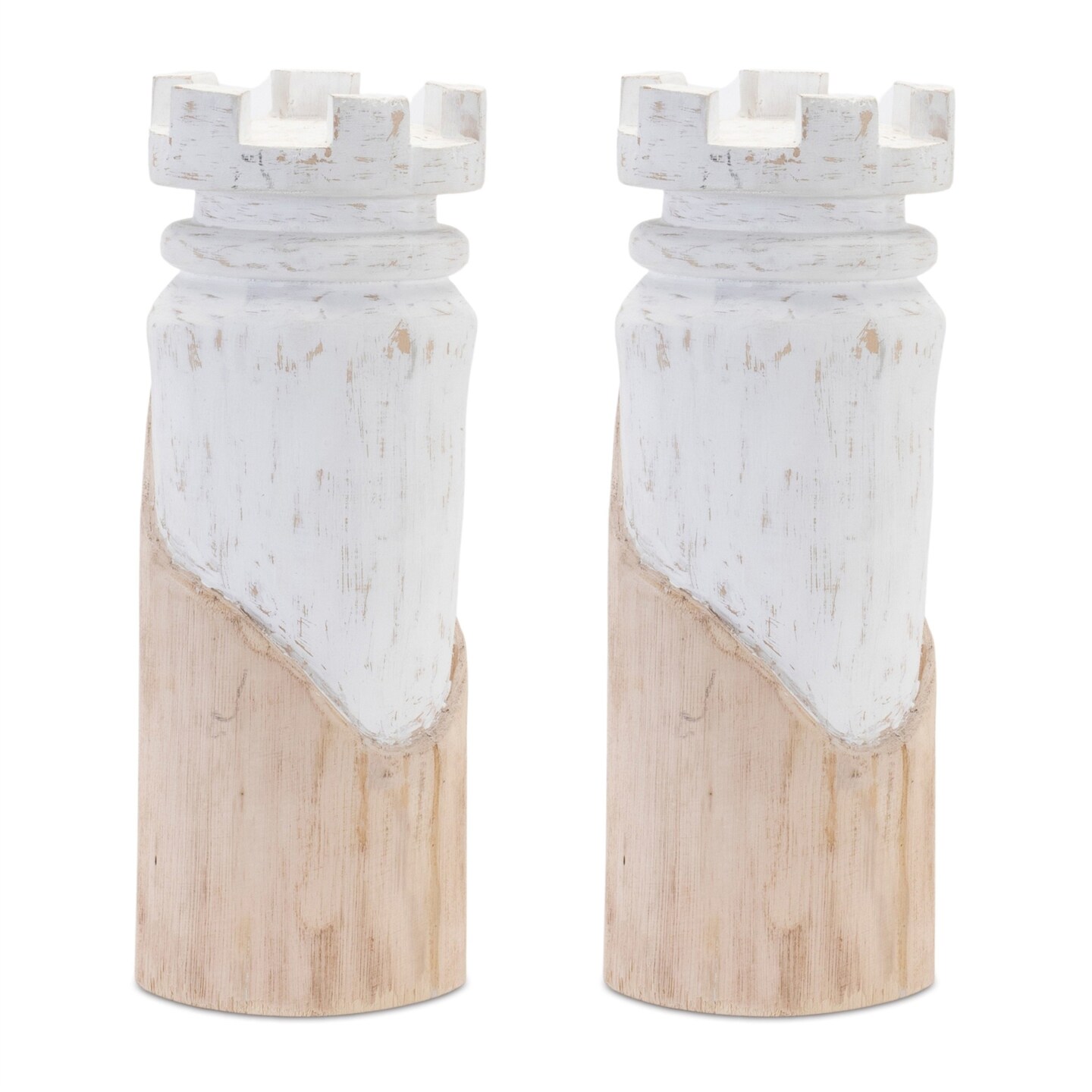 Melrose Mango Wood Rook Chess Piece Figurines - 11.25&#x22; - Set of 2