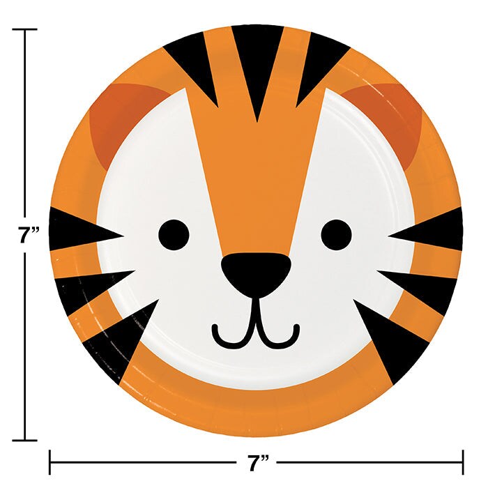 Bulk Pack of 24 Animal Faces Tiger Paper Dessert Plates