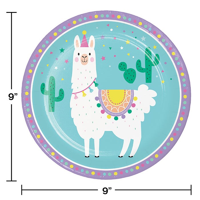 Llama Party Paper Plates (8/Pkg)