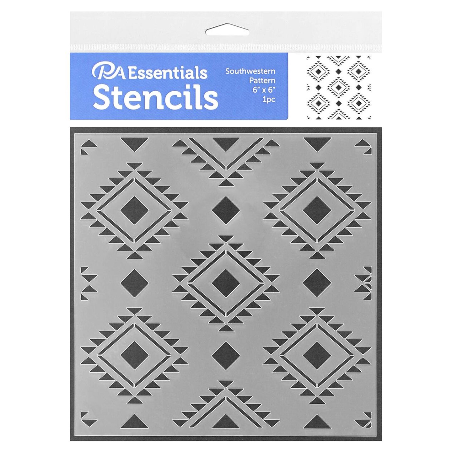 PA Essentials Stencil Southwestern Pattern for Painting on Wood, Canvas, Paper, Fabric, Wall and Tile, Reusable DIY Art and Craft Stencils for Painting, 6&#x22;x6&#x22; Inches
