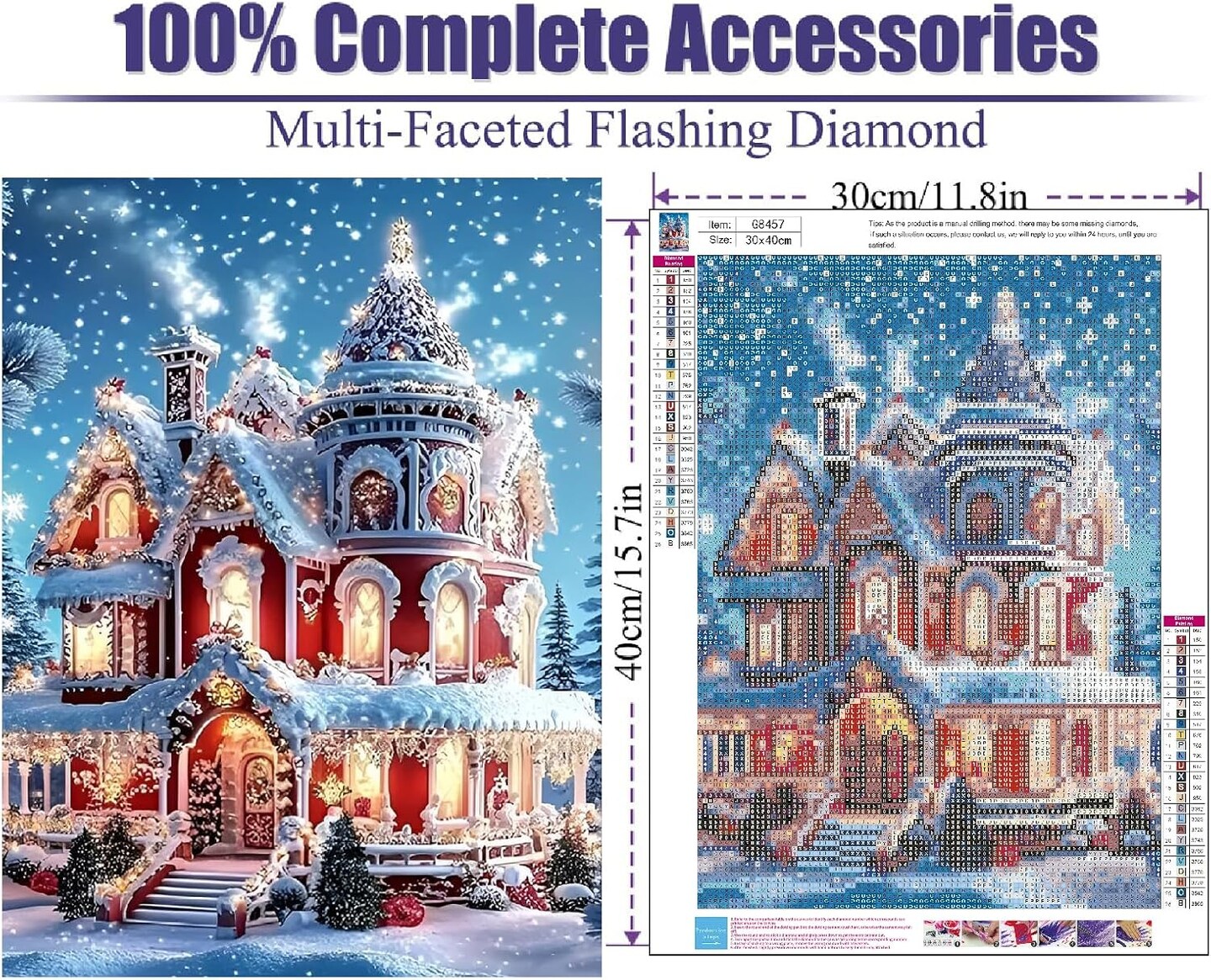 Christmas House Diamond Painting Kit - 12x16 Inch