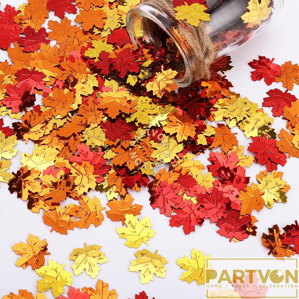 Fall Decor Party Table Scatter Thanksgiving Maple Leaves (Red, Orange, Yellow)
