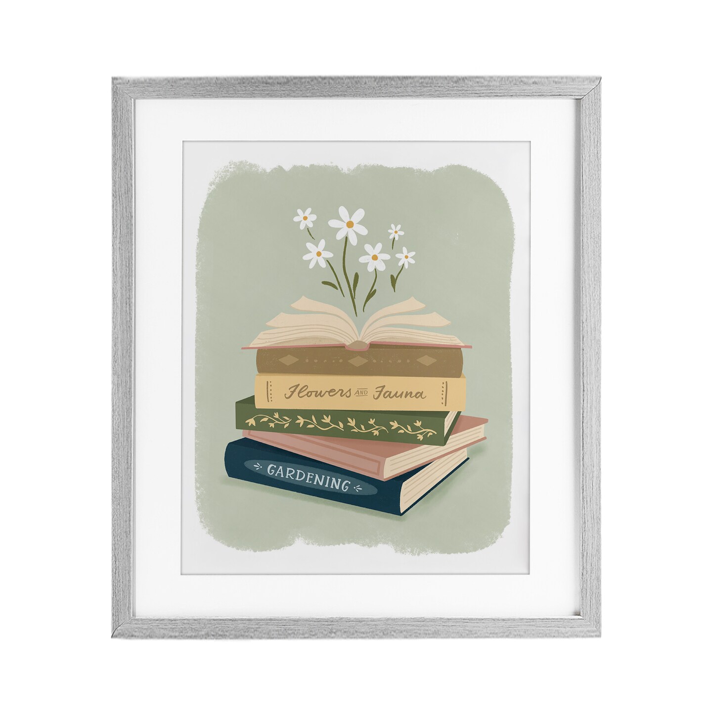 Stupell Industries Open Book Stack Gardening Theme Black Framed Print Under Glass, design by Sandra Picco