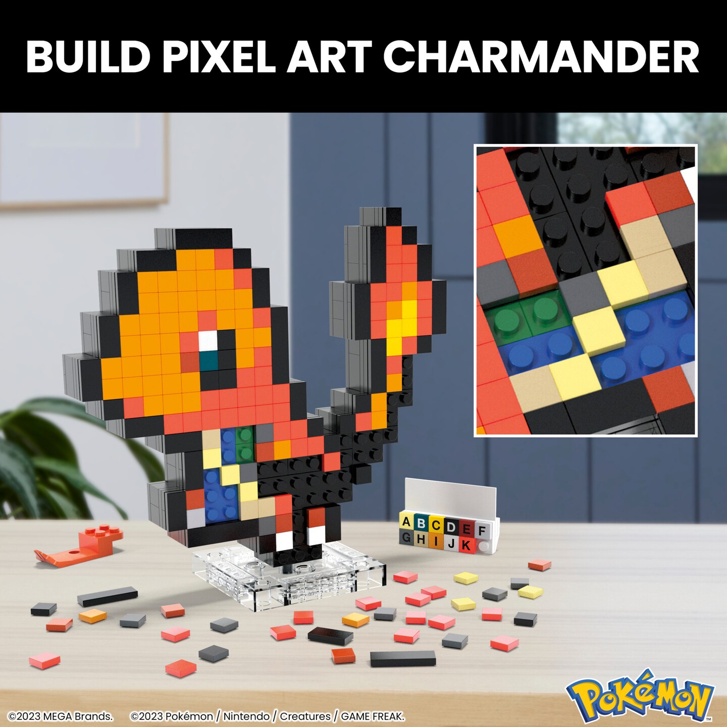 Mega Bloks - Pokemon Charmander, Pixel Art, 349 Piece Building Toy Set  [COLLECTABLES] Brick