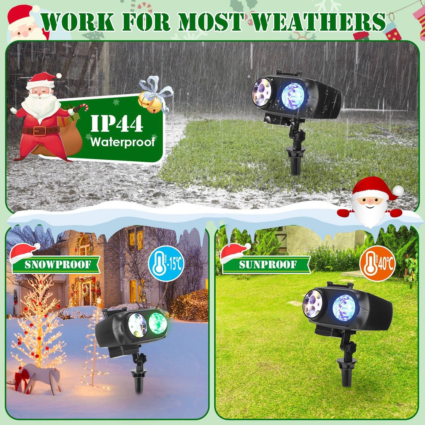 2 In 1 Holiday Projector Light Projection Lamp Indoor Outdoor with 10-Color Ocean Wave 10 HD Slides 3 Bases Remote Control for New Year Valentine&#x27;s Day Christmas Halloween Thanksgiving Easter