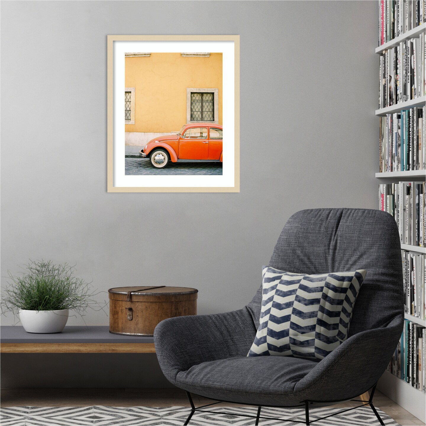 Orange Bug by Justine Milton Wood Framed Wall Art Print