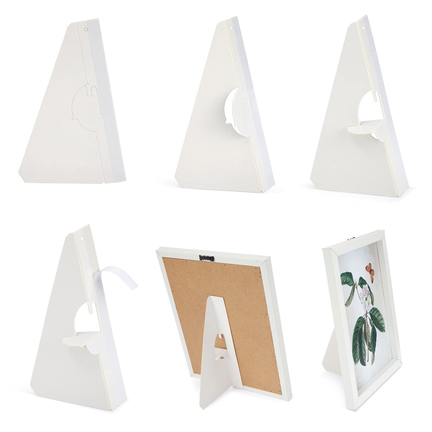 50-Pack Self-Stick 7 in Cardboard Easel Backs, Picture Frame and Art Easel Stand Bulk Pack for Photographs, Artwork, Posters, Signs, and Craft Projects (White)