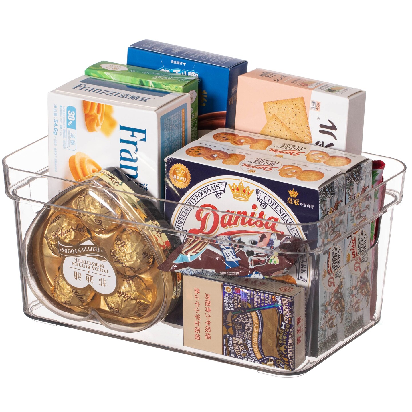 Basicwise Clear Storage Container with Lid For Kitchen Pantry Cabinet & Fridge Storage For Organizing Snacks Produce Supplies Or Essentials Durable Bin For Home Dorm Apartment Or Office Use