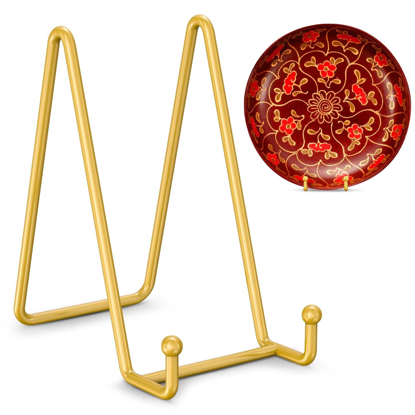 Plate Stands for Display - 6 Inch Plate Holder Display Stand + Metal Frame Holder Stand for Picture, Decorative Plate, Photo Easel, Tabletop Art (Gold 2 Pack)