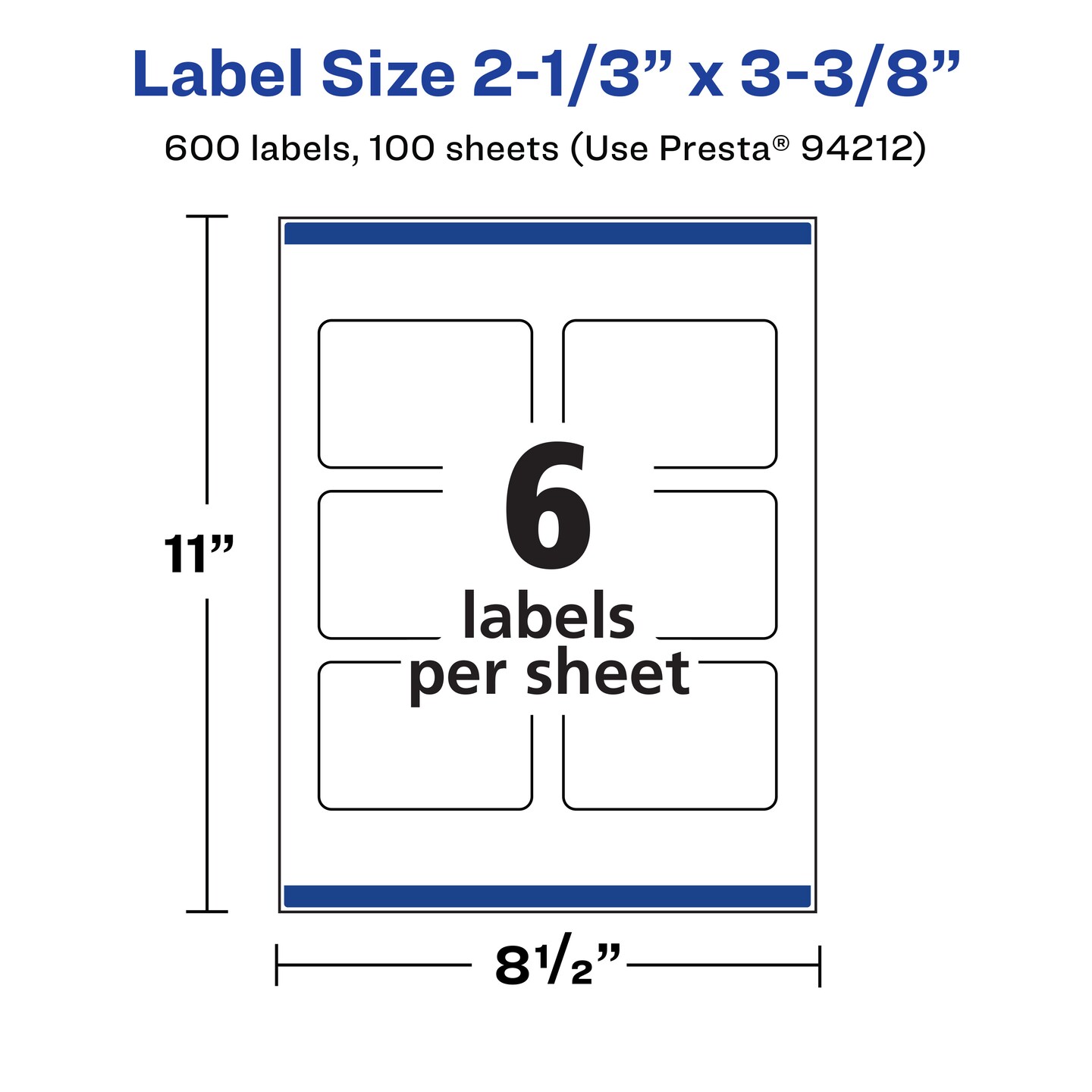 Avery Matte White Rectangle Labels, 2-1/3&#x22; x 3-3/8&#x22;