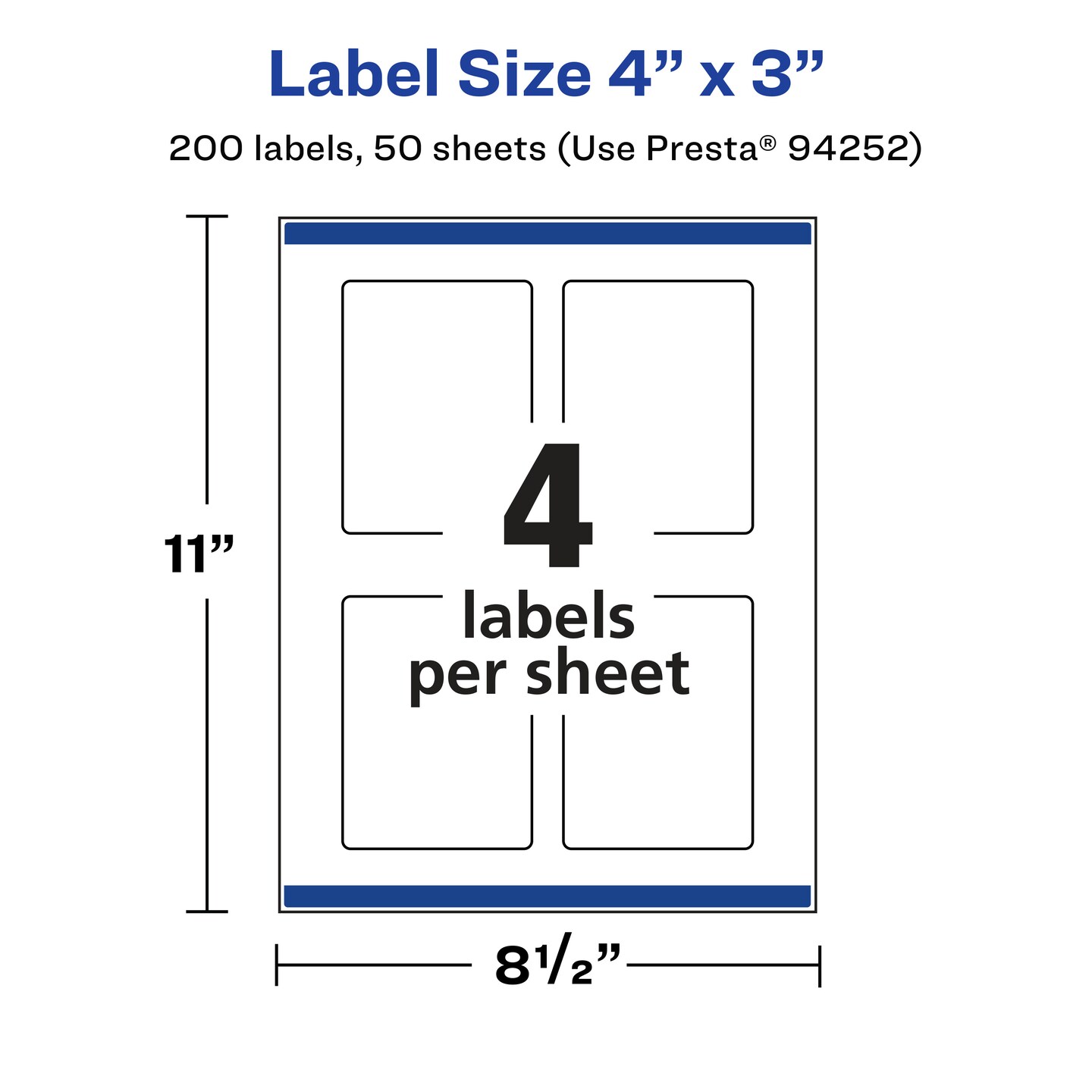 Avery Matte Clear Labels,  4&#x22; x 3&#x22; Rectangle