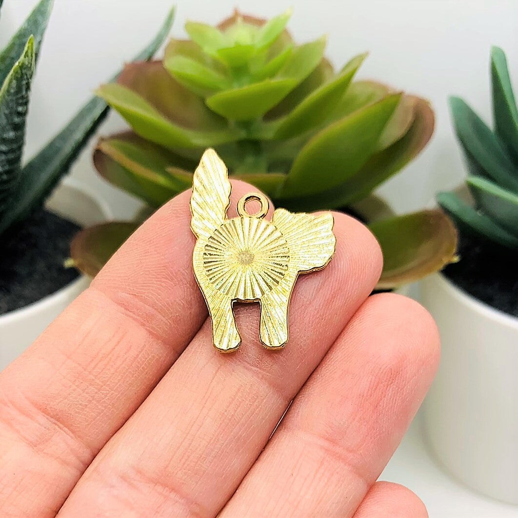 1, 4, 20 or 50 Pieces: Black Enamel Scaredy Halloween Cat with Glitter