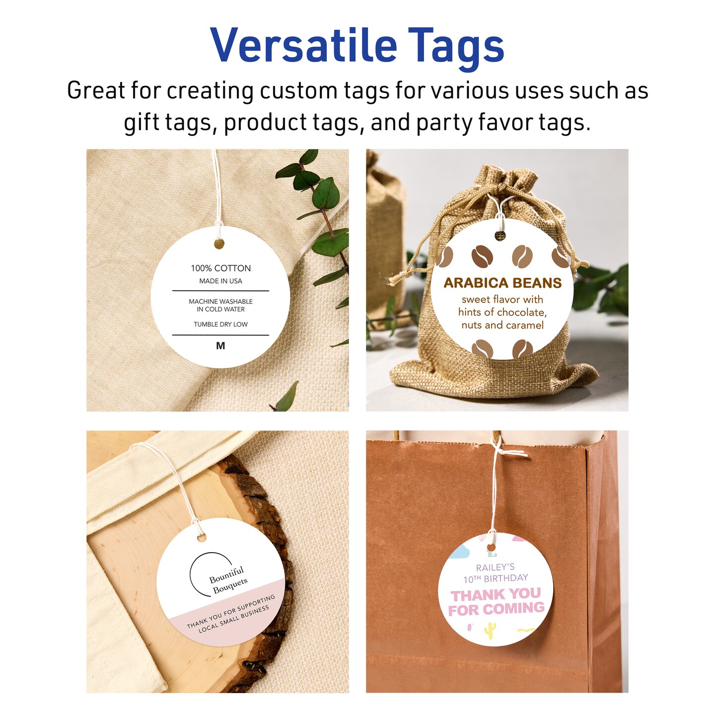 3&#x22; Diameter Round, Matte White Printable Tags