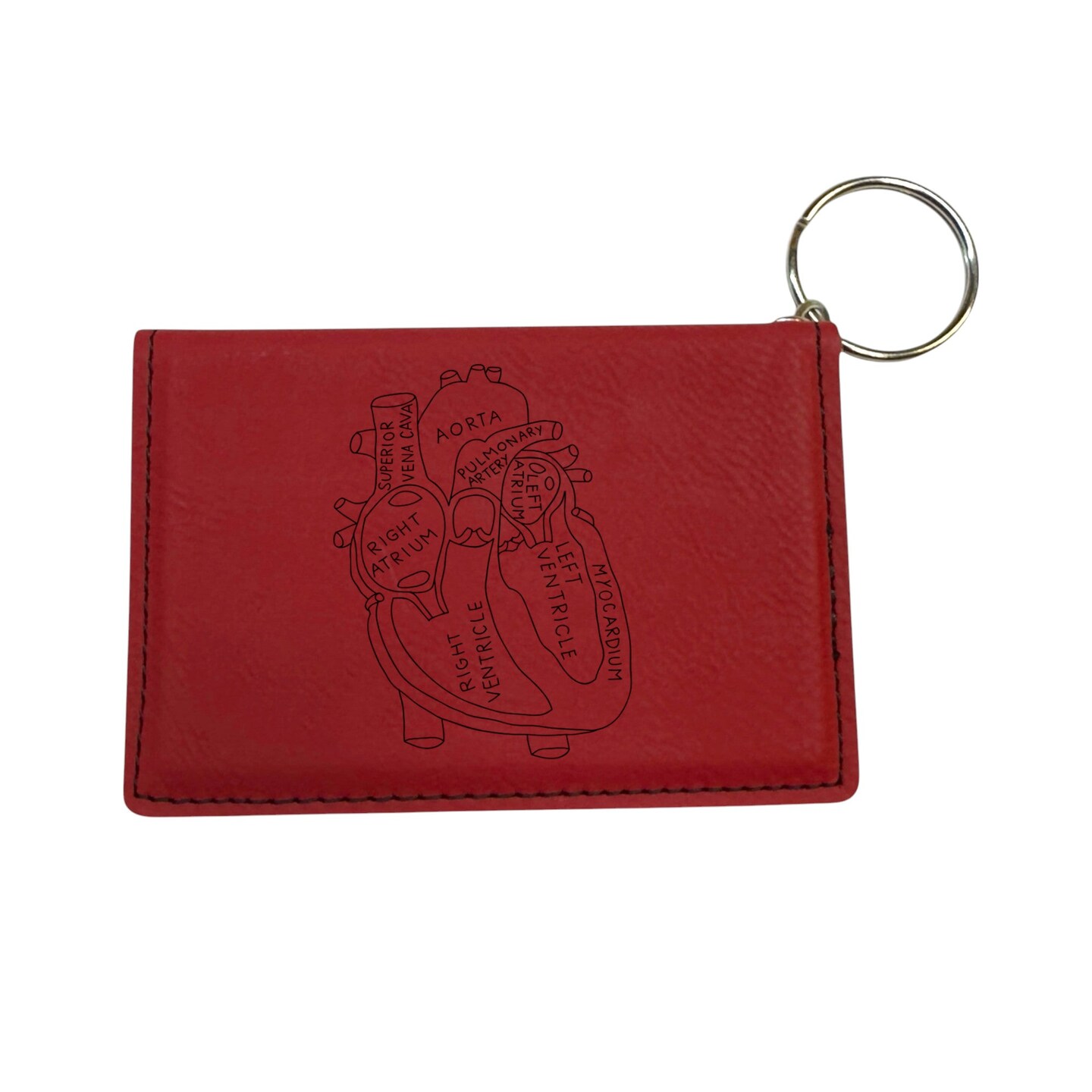 Keychain ID Holder Wallet - Heart Anatomy - Leather