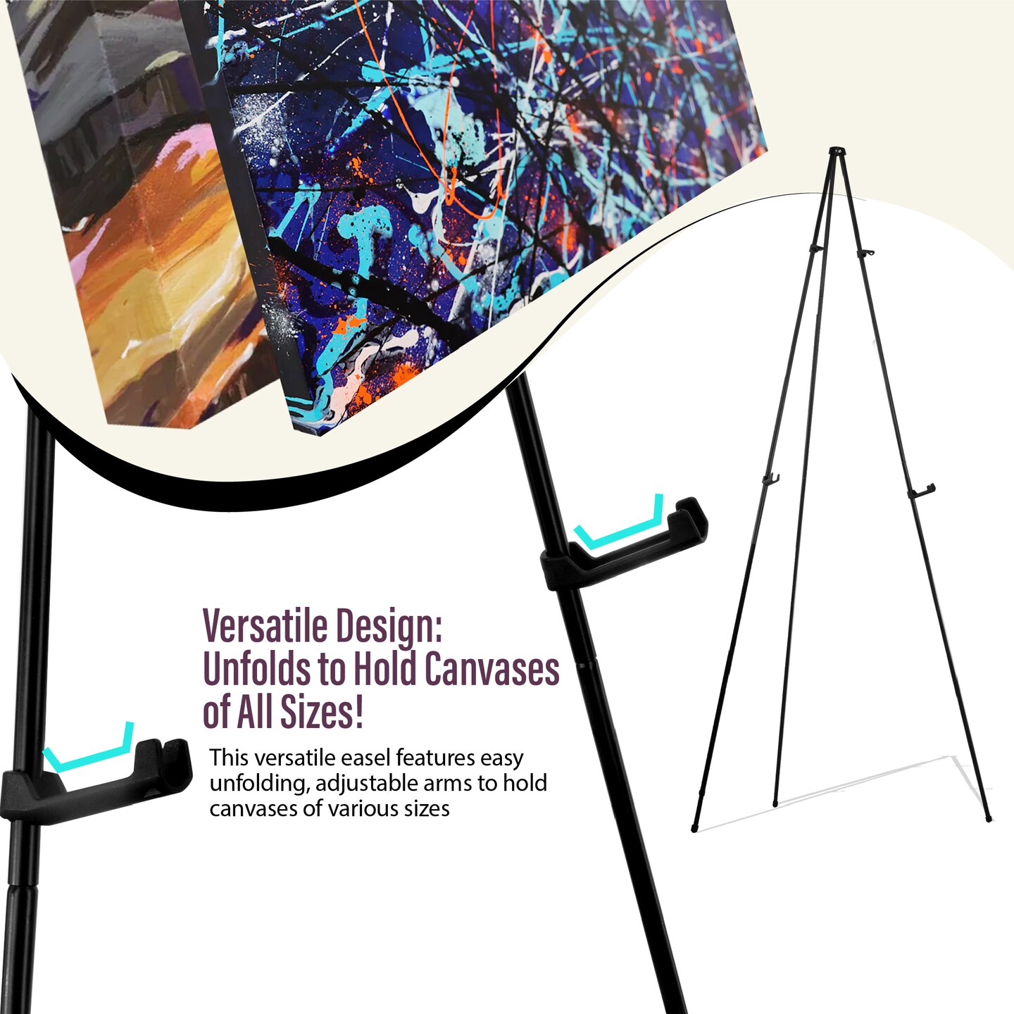 Pintar Easel Stand for Painting and Display - 63&#x22; Portable Metal Tripod Standing Art Easel with Bag, Foldable Easel Stand for Sign, Paint Canvas, Presentations, Wedding, Posters, Events &#x26; Displays