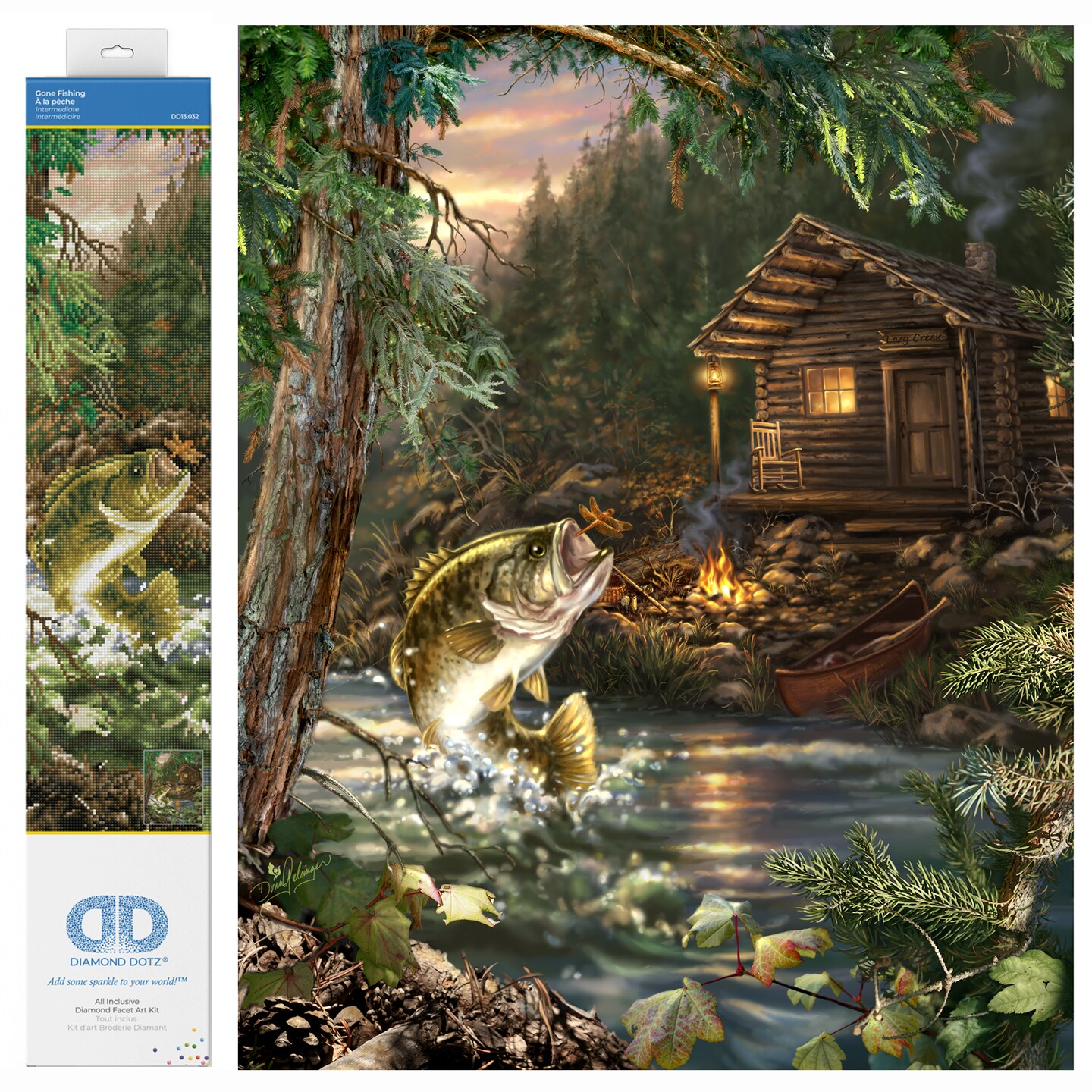 Diamond Dotz Gone Fishing Diamond Painting Kits for Adults - Diamond Art Kits a Relaxing Creative Craft Kit with Dotz Gems 28x22