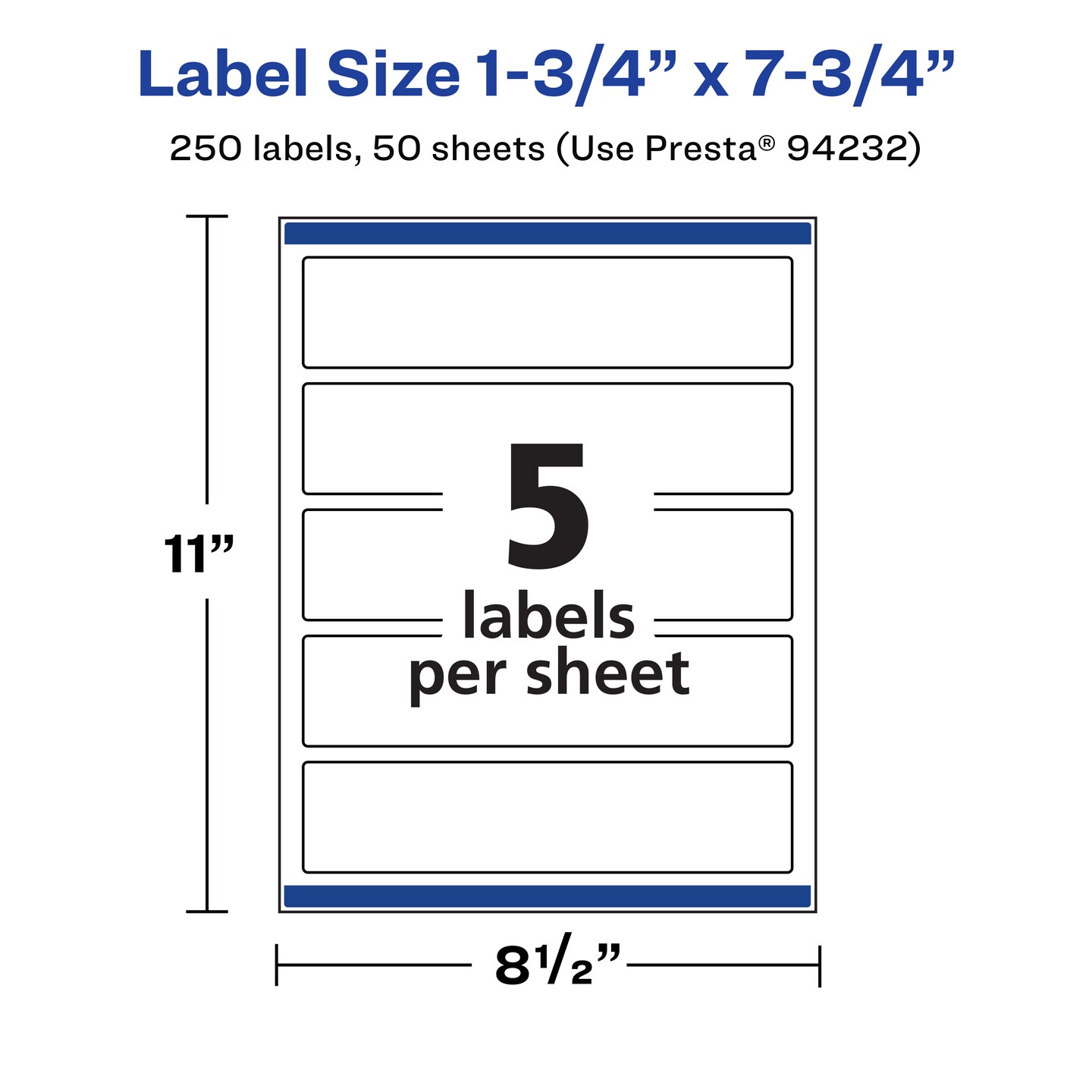 Avery Durable Waterproof Rectangle Labels with Sure Feed, 1.75&#x22; x 7.75&#x22;