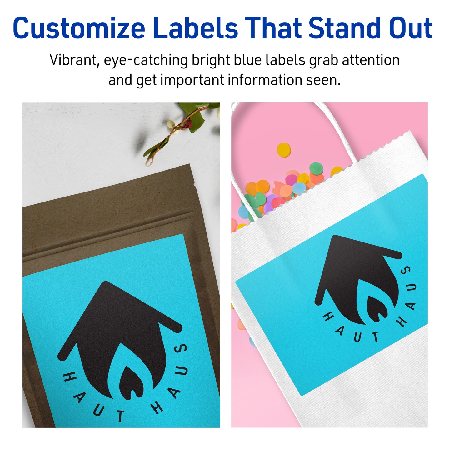 Avery Bright Blue Paper Labels, 5&#x22; x 6&#x22; Rectangle