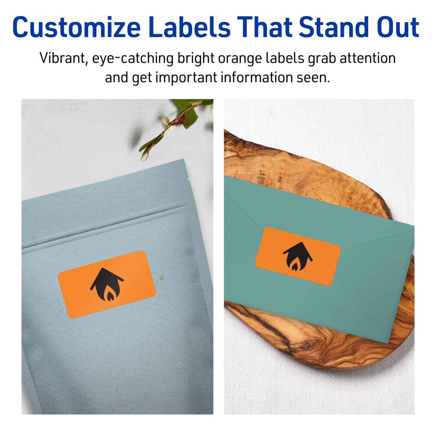 Avery Bright Orange Paper Labels, 1&#x22; x 2-5/8&#x22; Rectangle