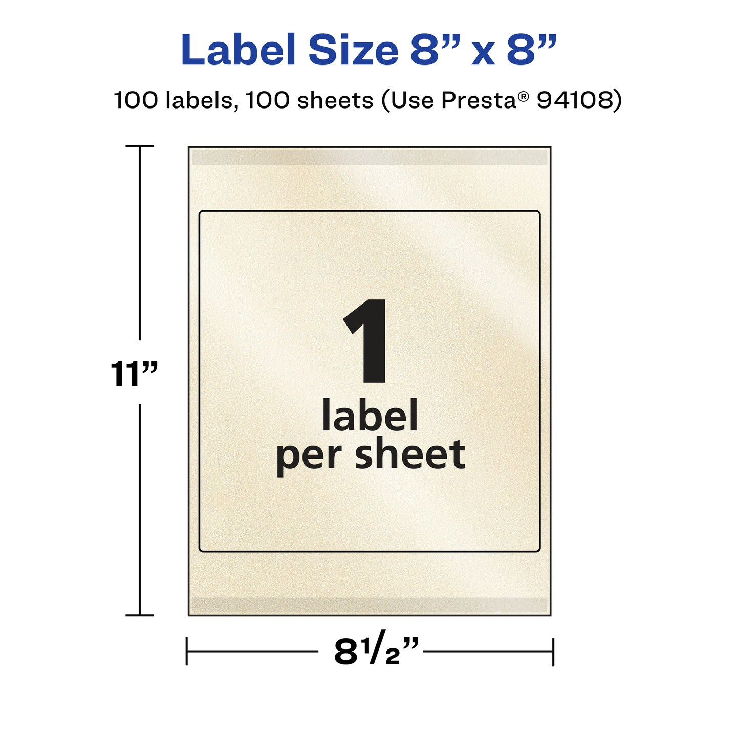 Avery Pearlized Ivory Square Labels with Sure Feed Technology, 8&#x22; x 8&#x22;