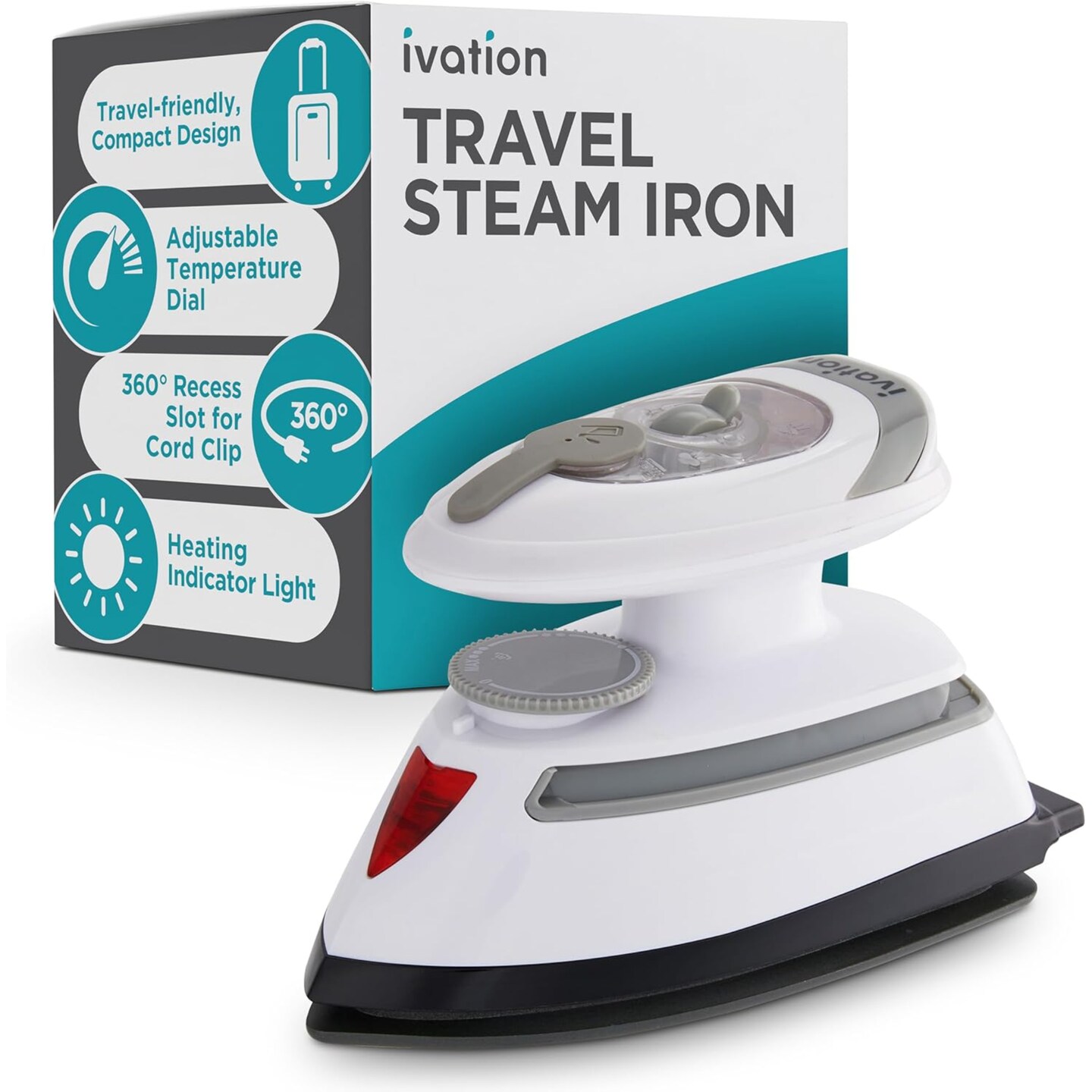 Ivation Travel Steam Iron, Dual Voltage Mini Portable Iron with Nonstick Soleplate, ETL Certified