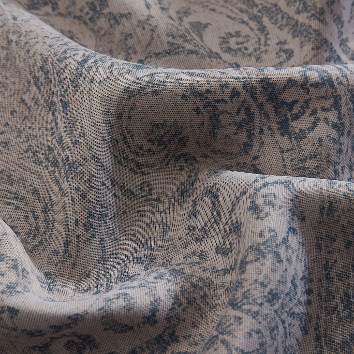 Threadmade Home Vittoria Paisley Printed Blackout Curtain Panel, Gray - 52"W x 95"L