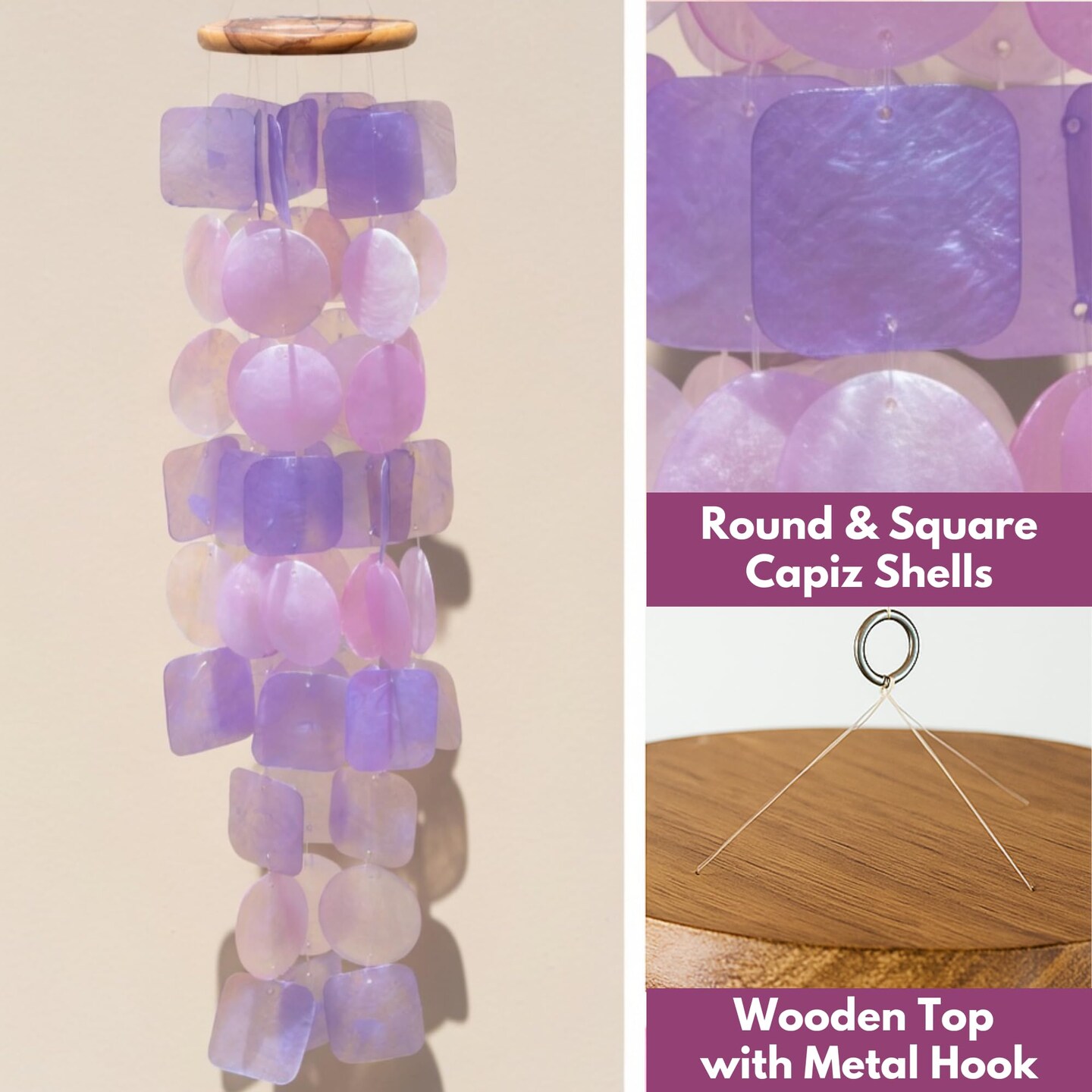 Wind Chimes for Outside. Spring Decor Windchimes Outdoors Patio Decor. Unique Birthday Gifts for Women, Gift for Women Ideas (Purple & Pink)