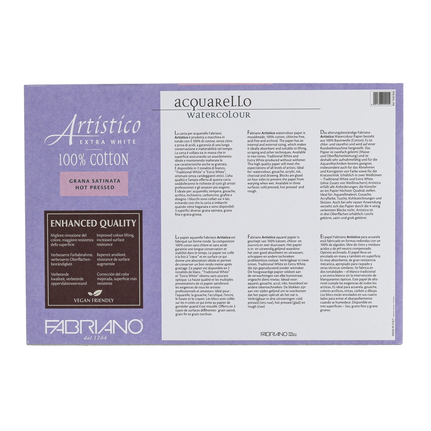 Fabriano Artistico Extra White Watercolor Block, 140 lb./300 gsm