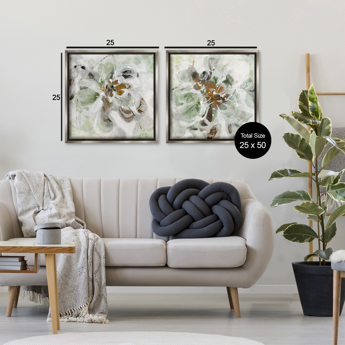 Stupell Industries Reminiscent Floral Abstraction 2 Piece Black Framed Floater Canvas Set, design by Liz Jardine