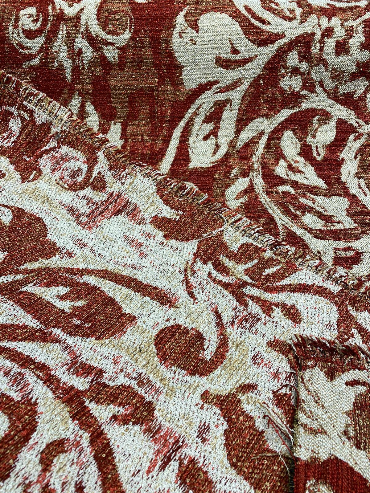 1 Yard Mill Creek Moldavia Ruby Red Chenille Tapestry Upholstery Fabric 56 inch Width