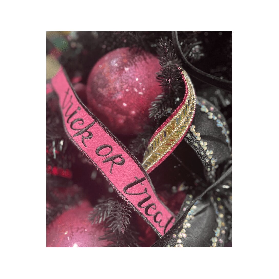1.5&#x22; Felt Trick or Treat Ribbon: Pink (5 Yards)