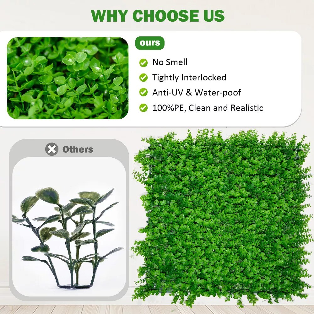 20ct 20" Artificial Boxwood Grass Wall Backdrop Panels